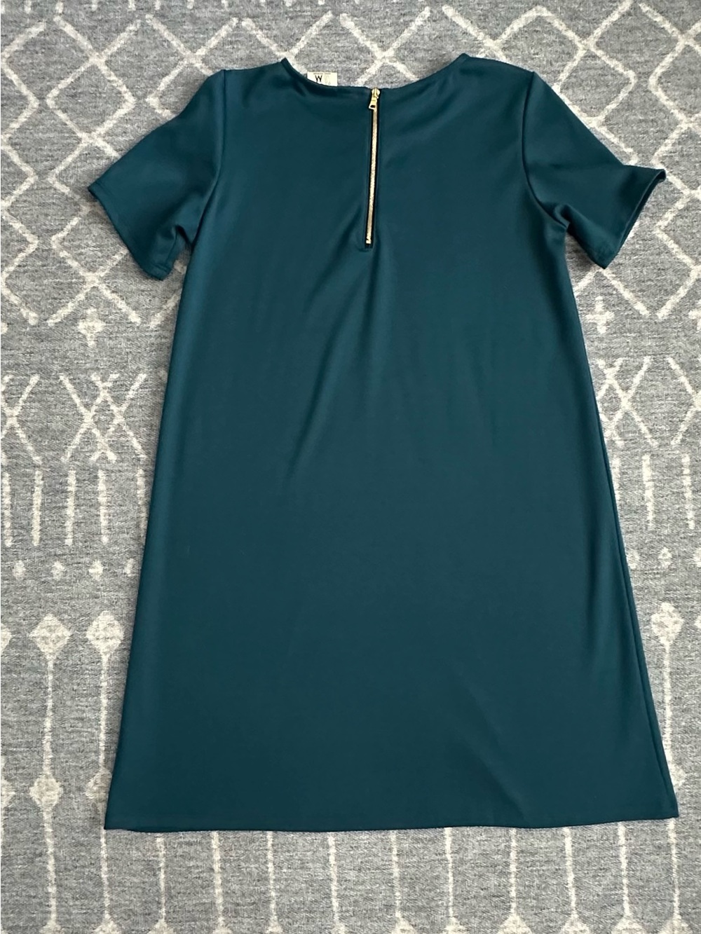 Moms the Word Women’s Teal Short-Sleeve Shift Dress with Back Zip